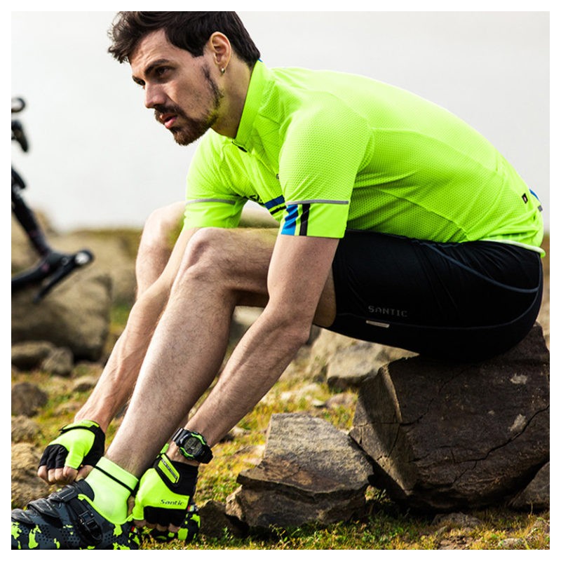 Jersey Hombre Manga Corta Kamen Lightgreen para Ciclismo SANTIC