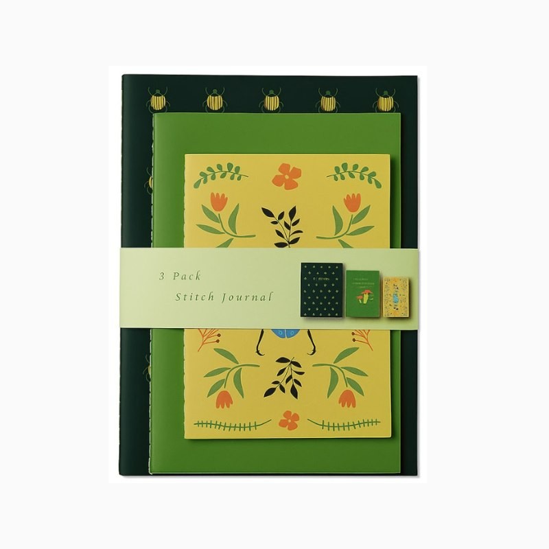 Set 3 Libretas Planner Park / 10x15cm 32 Hojas 70gsm Negra / 13x18cm 36 Hojas 70gsm Verde / 15x20cm 40Hojas 70gsm Beige