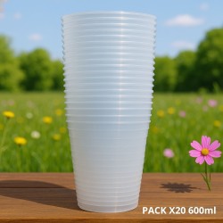 Pack 20 Vasos Reutilizables Plásticos Resistentes 450 ml y 600 ml | Eventos y Fiestas