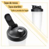 VASO DEPORTIVO SHAKER BIKUL 600ML TRANSPARENTE PARA BATIDO CON TAPA Y ACCESORIOS NEGRO