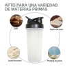 VASO DEPORTIVO SHAKER BIKUL 600ML TRANSPARENTE PARA BATIDO CON TAPA Y ACCESORIOS NEGRO