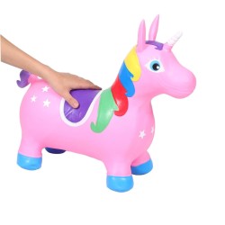 PONY UNICORNIO INFLABLE SALTARIN ROSADO 58X25X49