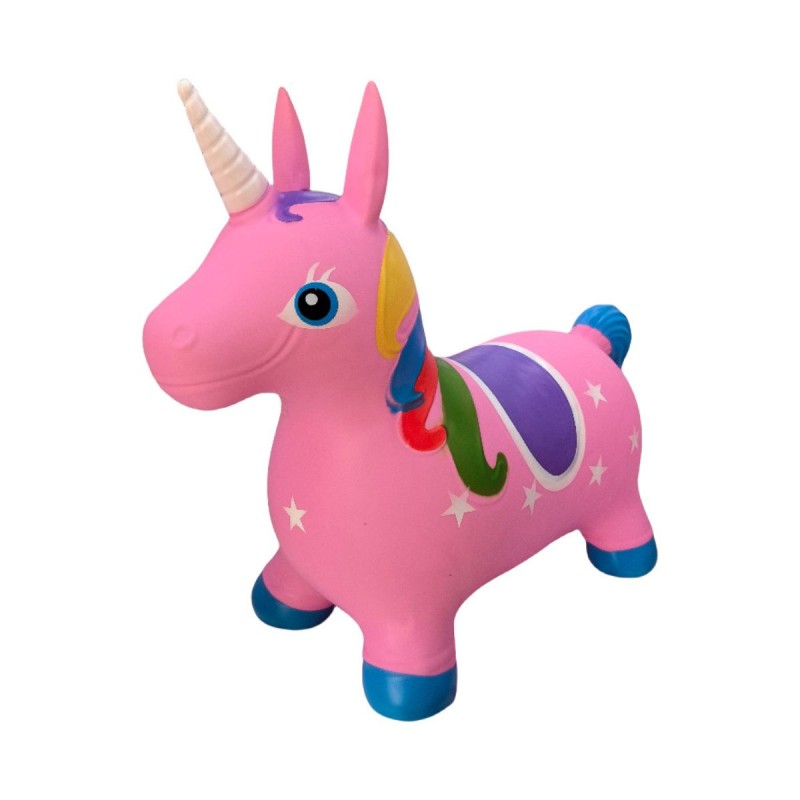 PONY UNICORNIO INFLABLE SALTARIN ROSADO 58X25X49