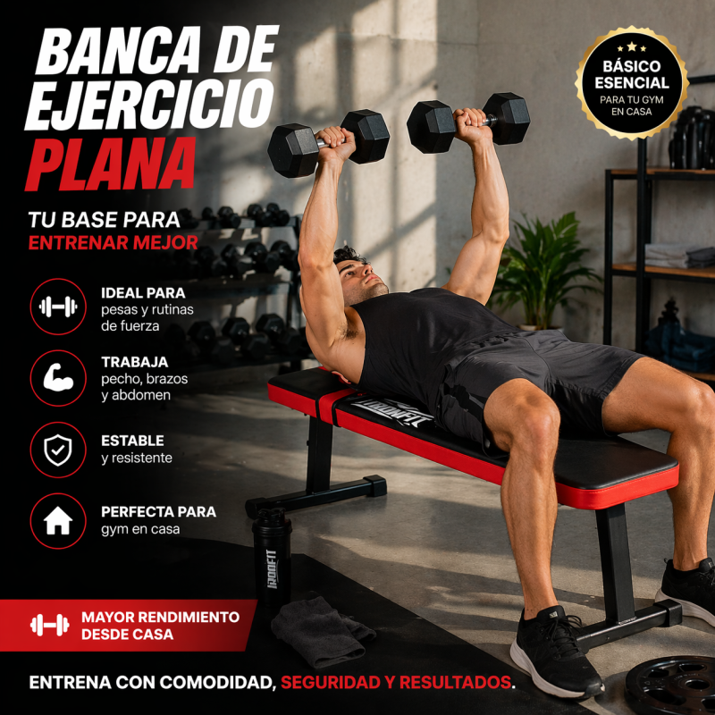 Banca de Ejercicio Plana para Pesas y Entrenamiento en Casa