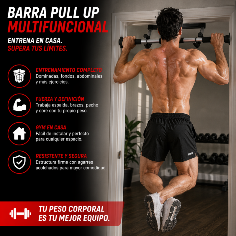 Barra Pull Up Multifuncional para Entrenamiento en Casa