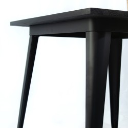 Mesa Tolix Cubierta De Madera Patas Negras 80X80X75cm