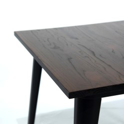 Mesa Tolix Cubierta De Madera Patas Negras 80X80X75cm