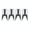 Pack 4 Sillas Tolix Negra con Asiento de Madera
