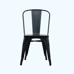 Pack 4 Sillas Tolix Negra con Asiento de Madera