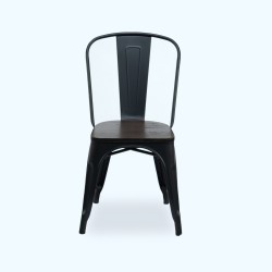 Pack 4 Sillas Tolix Negra con Asiento de Madera