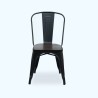 Pack 4 Sillas Tolix Negra con Asiento de Madera