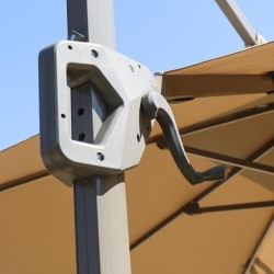 Quitasol Amanda / luz LED / Tela revestimiento PU / Ventilación superior / Color Beige 3 x 3mt+ Base rellenable