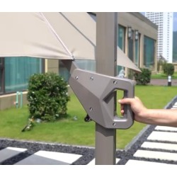 Quitasol Amanda / luz LED / Tela revestimiento PU / Ventilación superior / Color Beige 3 x 3mt+ Base rellenable